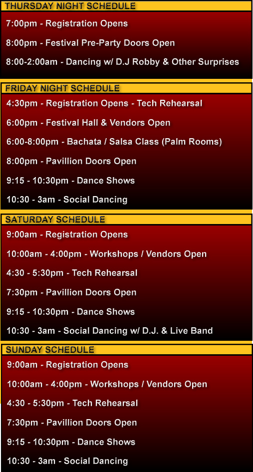 SDSF Schedule of Events